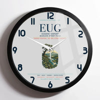 Thumbnail for Eugene Airport Mahlon Sweet Field (EUG) design on light gray framed wall clock