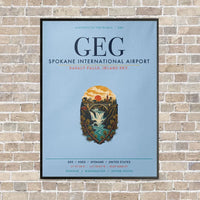 Thumbnail for Spokane International Airport GEG vertical canvas print - framed - light blue background