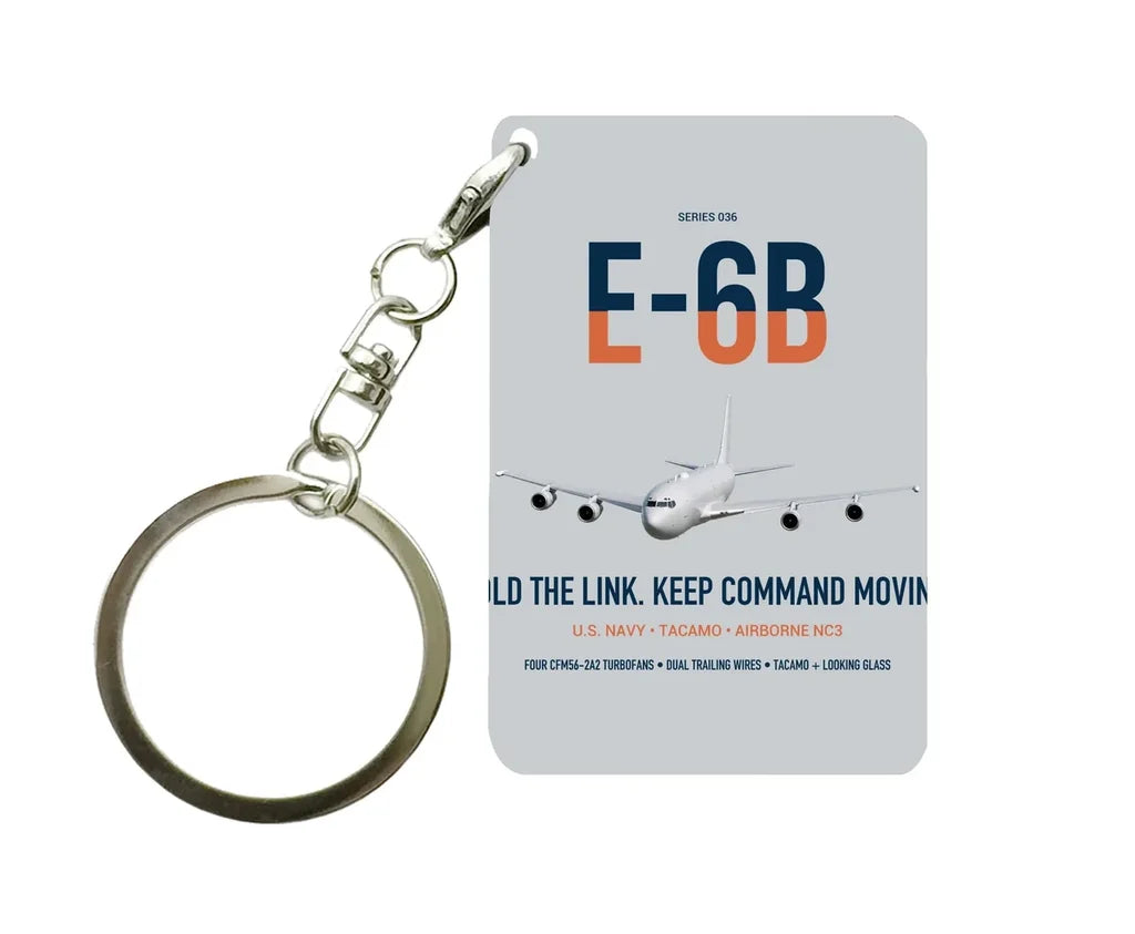 E-6B Mercury design on light gray designed key chain, double-side print