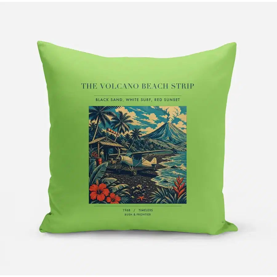 VINTAGE G4405 - The Volcano Beach Strip - Designed Pillows design on lightgreen