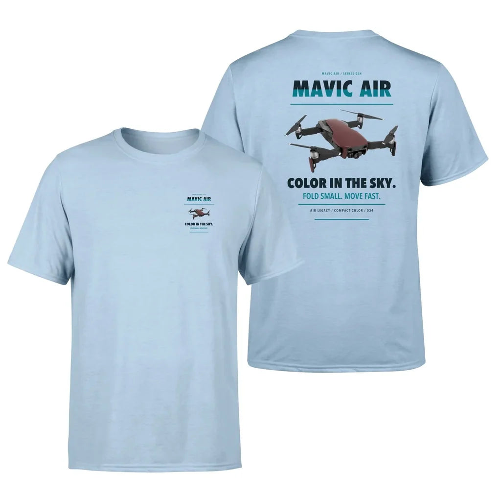 DJI Mavic Air design on light blue t shirt