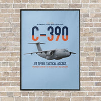 Thumbnail for C-390 Millennium vertical canvas print - framed - light blue background
