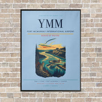 Thumbnail for Fort McMurray International Airport YMM vertical canvas print - framed - light blue background