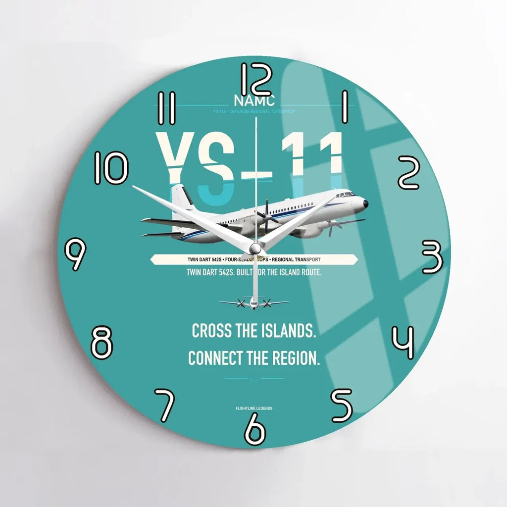 NAMC YS-11A design on turquoise no frame wall clock