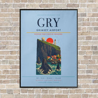 Thumbnail for Grimsey Airport GRY - Canvas Framed - Light Blue