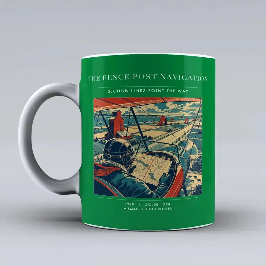 VINTAGE G4390 - The Fence Post Navigation - Ceramic Mug design on green
