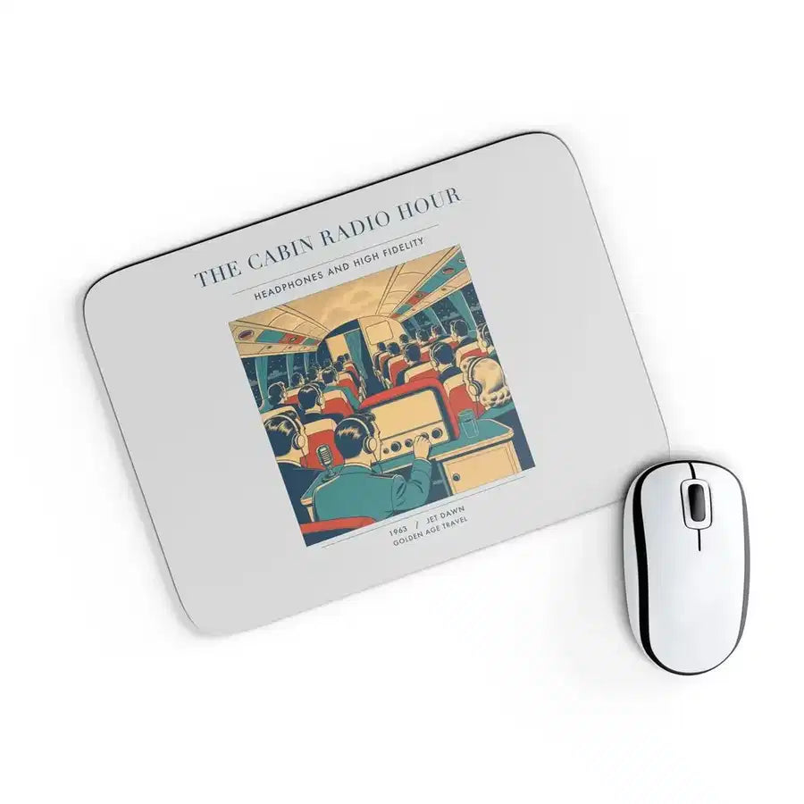 VINTAGE G4229 - The Cabin Radio Hour - Designed Mouse Pads design on lightgray rectangle