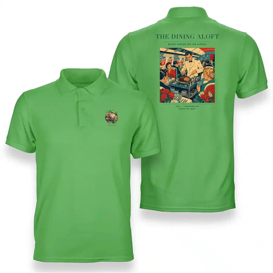 VINTAGE G4217 - The Dining Aloft - Double-Side Polo T-Shirt design on lightgreen