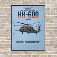 Thumbnail for Sikorsky HH-60G Pave Hawk vertical canvas print - framed - light blue background