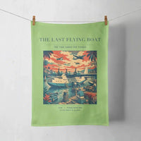 Thumbnail for VINTAGE G4079 - The Last Flying Boat - Designed Towels design on lightgreen