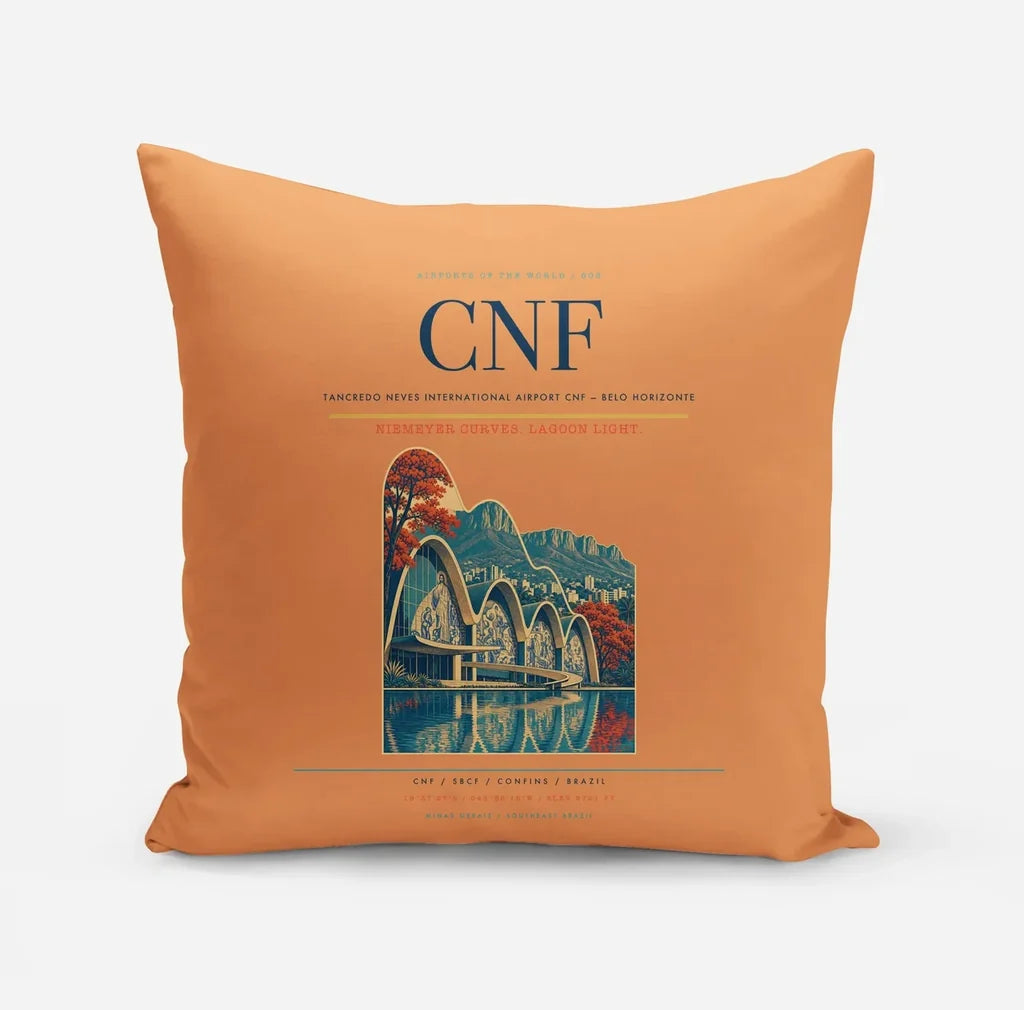 Tancredo Neves International Airport (CNF) design on orange pillow
