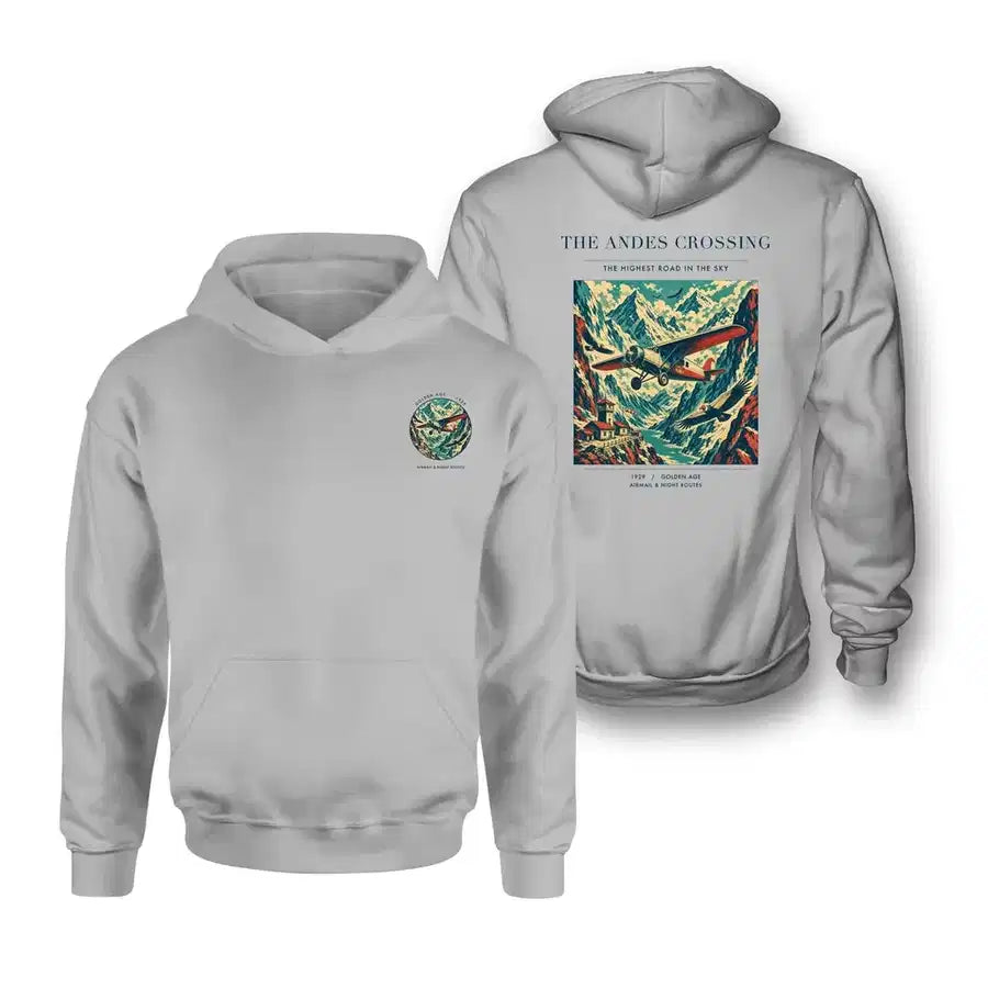 VINTAGE G4021 - The Andes Crossing - Double-Side Hoodie design on lightgray double side