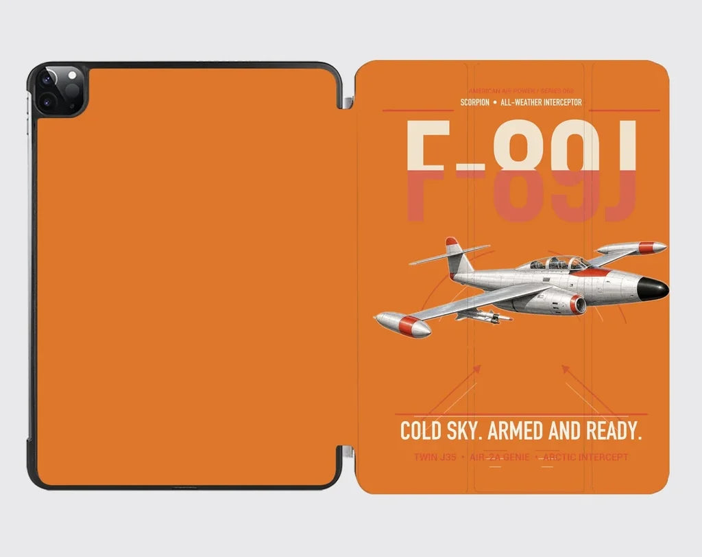 F-89J Scorpion design on orange ipad tablet case