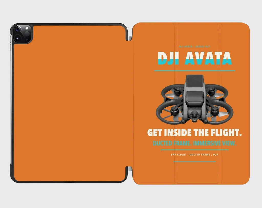 DJI Avata design on orange ipad tablet case