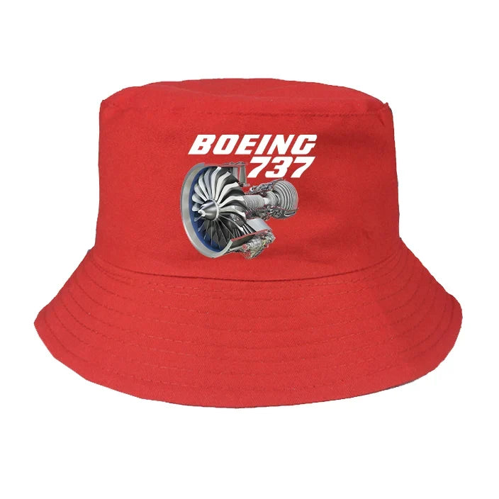 Boeing 737+Text & CFM LEAP-1 Engine summer hat - red