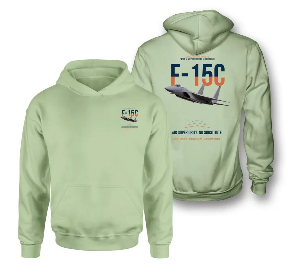 F-15C EAGLE design on light green hoodie