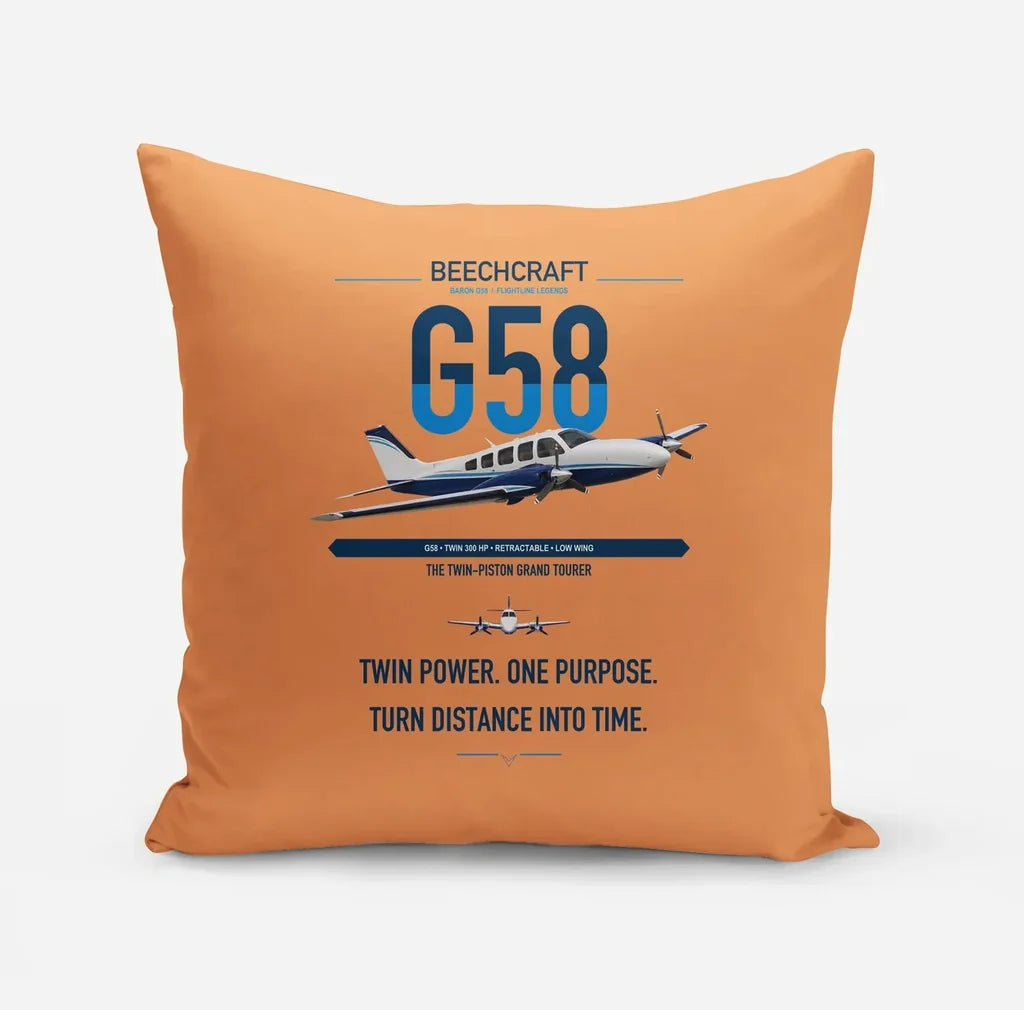 Beechcraft Baron G58 design on orange pillow
