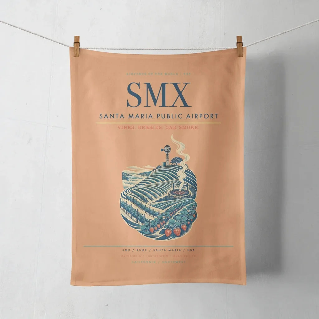 Santa Maria Public Airport (SMX) design on orange towel