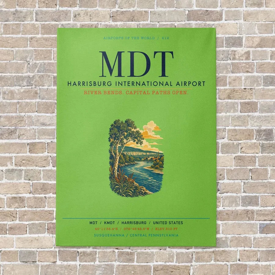 Harrisburg International Airport MDT vertical canvas print - no frame - light green background