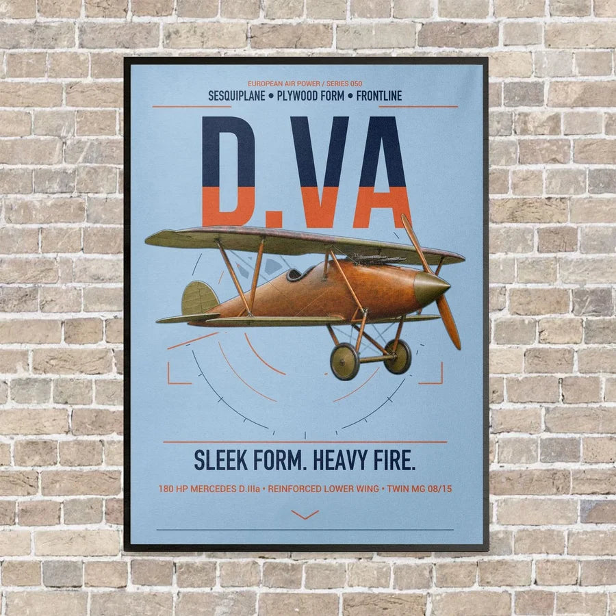 Albatros D.Va vertical canvas print - framed - light blue background