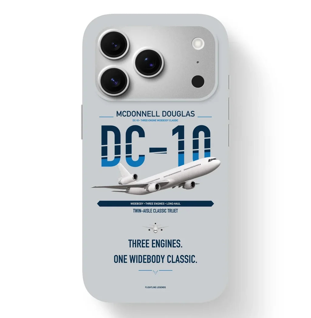 McDonnell Douglas DC-10 design on light gray magsafe iphone case, for iPhone 17 Pro