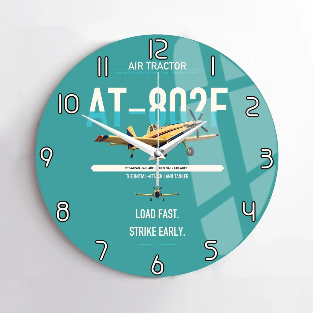Air Tractor AT-802F design on turquoise no frame wall clock