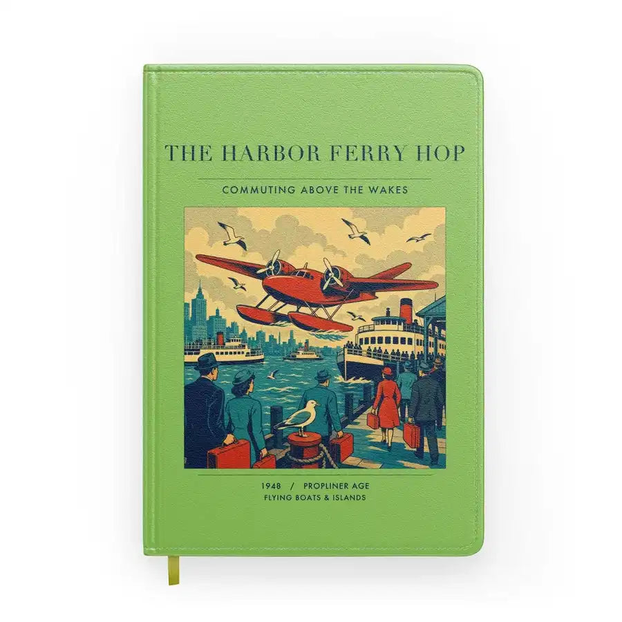 VINTAGE G4361 - The Harbor Ferry Hop - Designed Notebooks design on lightgreen