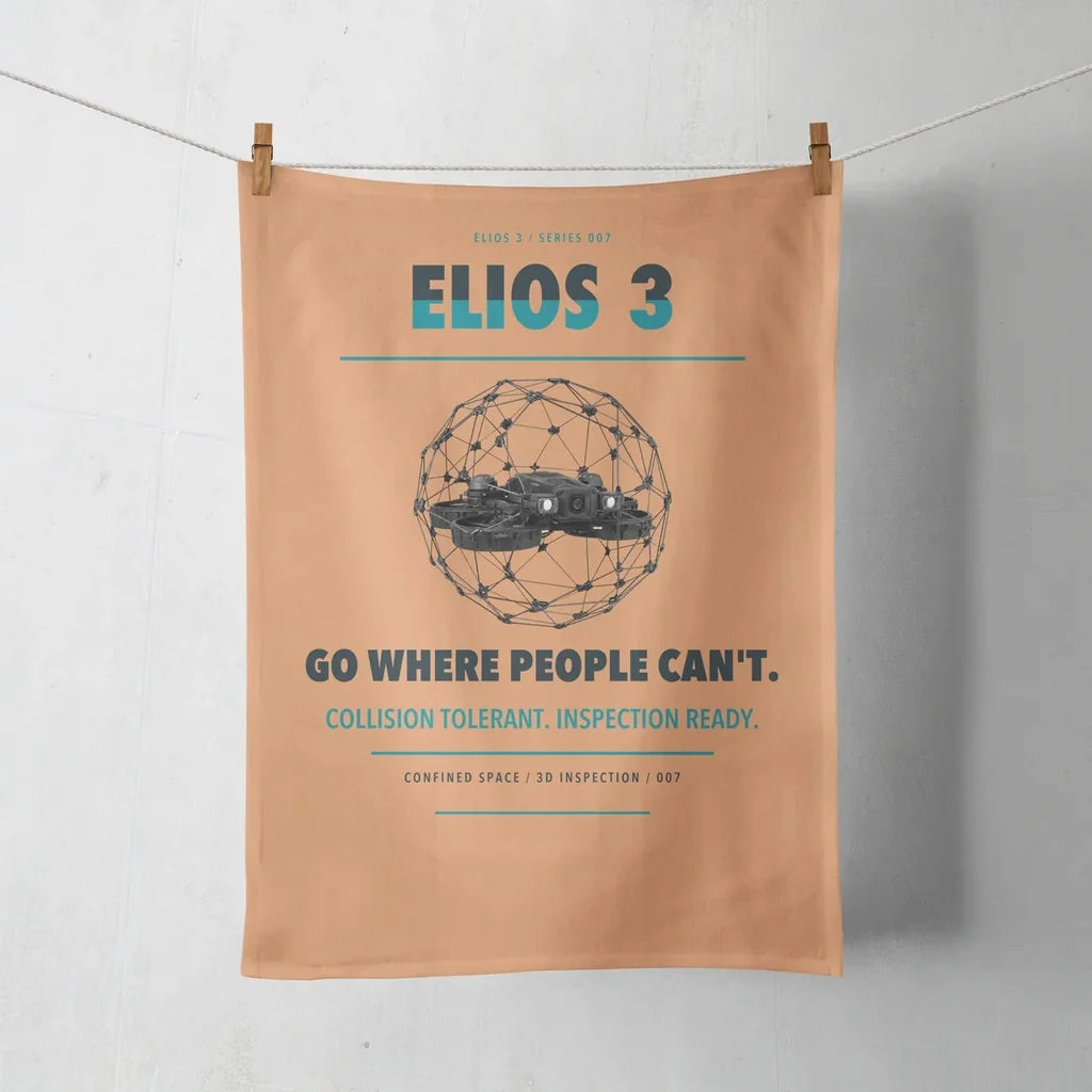 Flyability Elios 3 design on orange towel