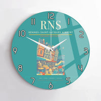 Thumbnail for Rennes–Saint-Jacques Airport (RNS) design on turquoise no frame wall clock
