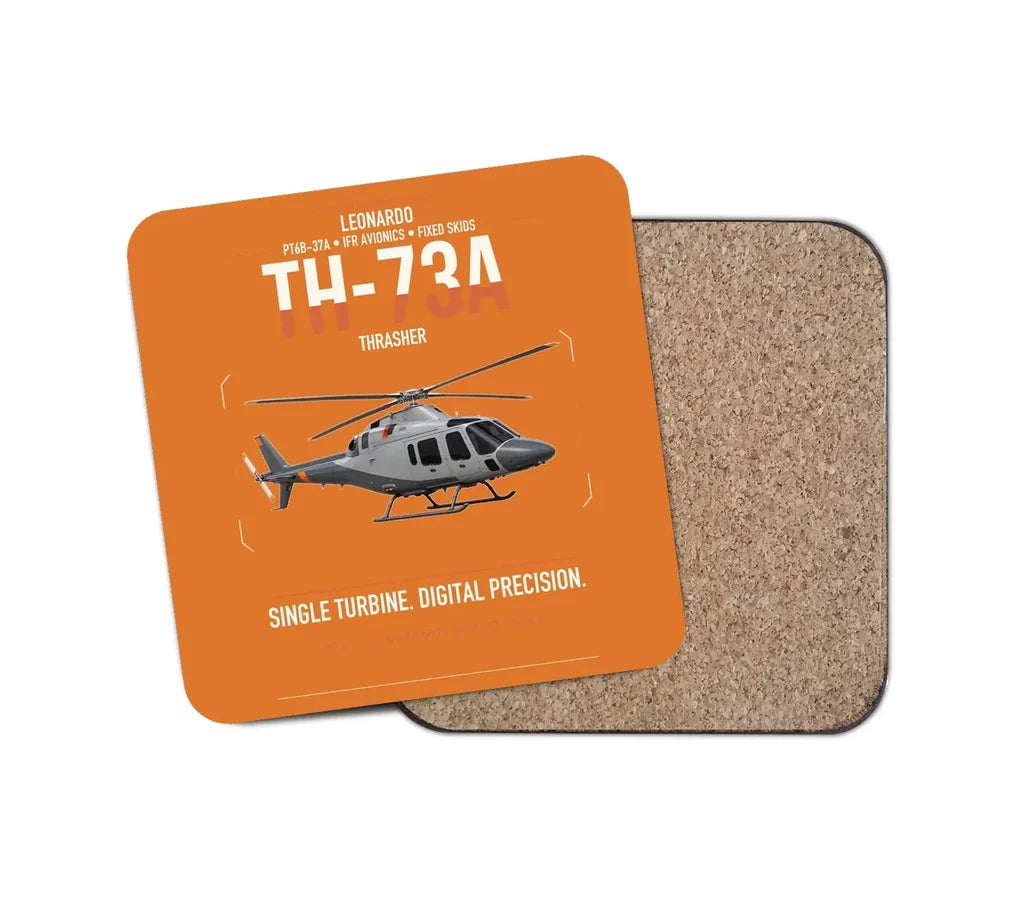Leonardo TH-73A Thrasher design on orange 1 piece coaster
