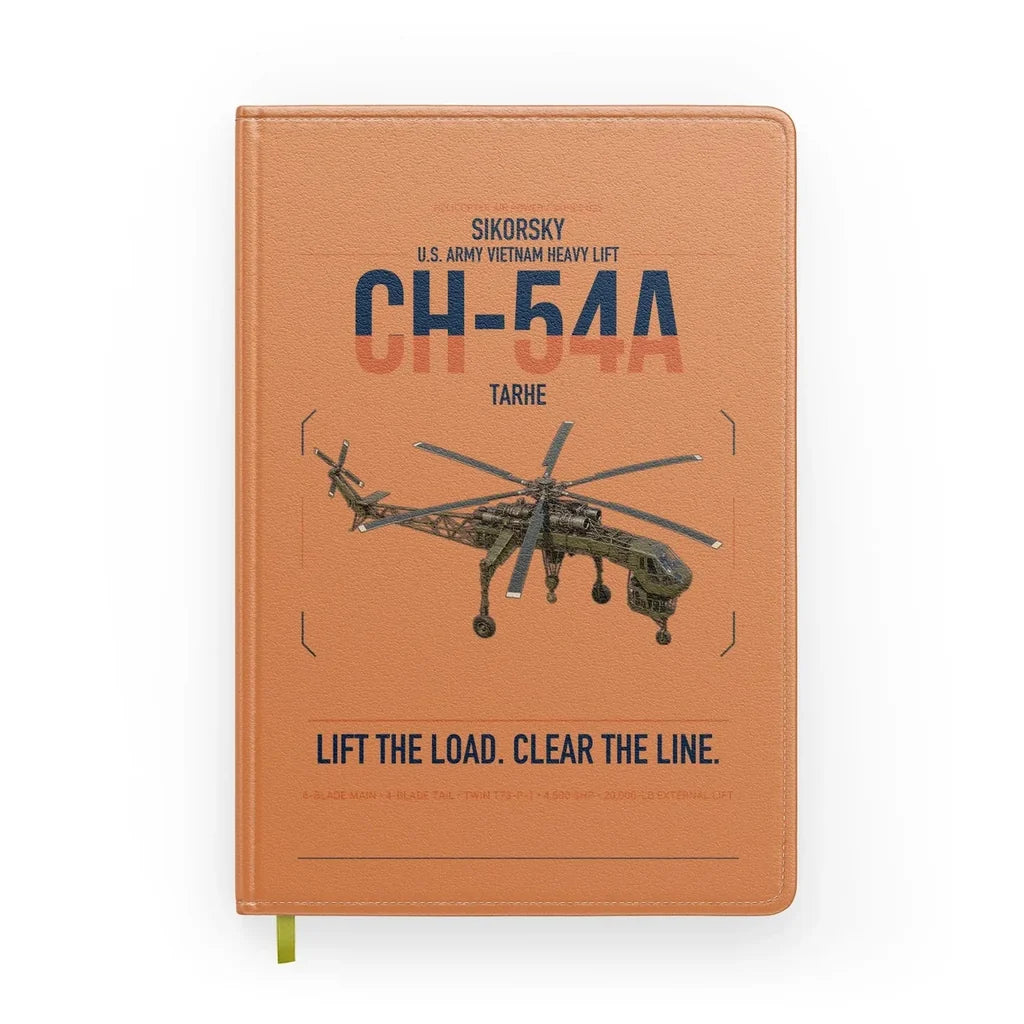 Sikorsky CH-54A Tarhe design on orange notebook
