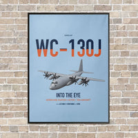 Thumbnail for WC-130J Hurricane Hunter vertical canvas print - framed - light blue background