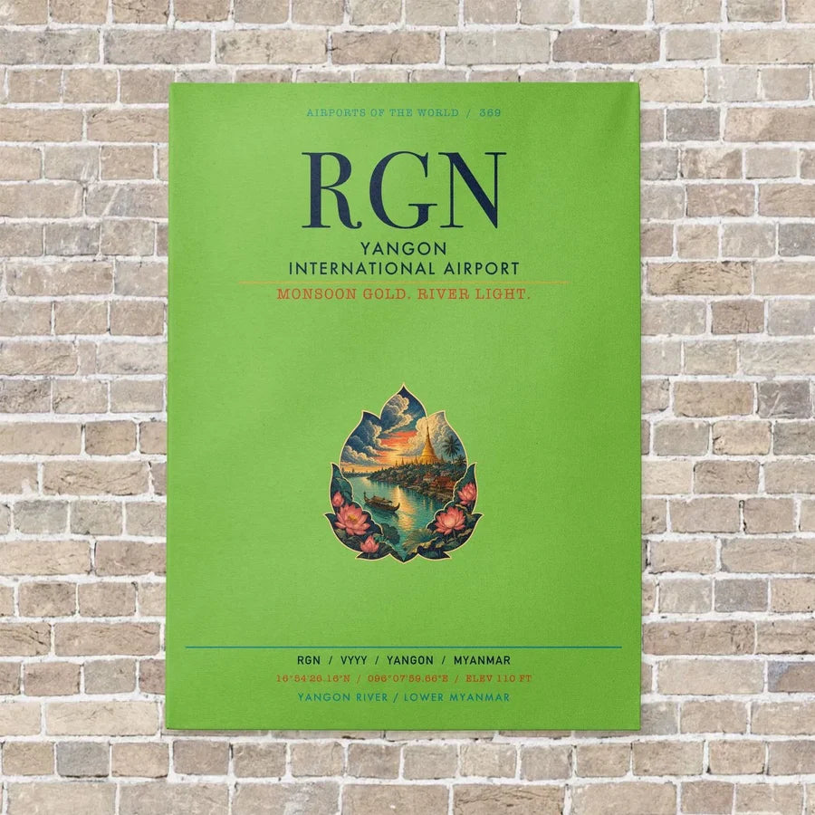 Yangon International Airport RGN vertical canvas print - no frame - light green background