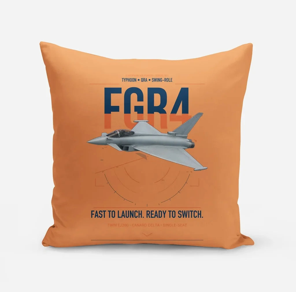 Eurofighter Typhoon FGR4 design on orange pillow