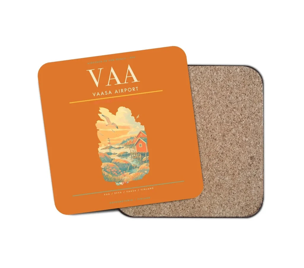 Vaasa Airport (VAA) design on orange 1 piece coaster