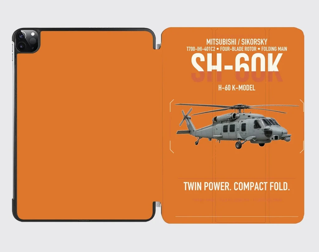 Mitsubishi Sikorsky SH-60K design on orange ipad tablet case