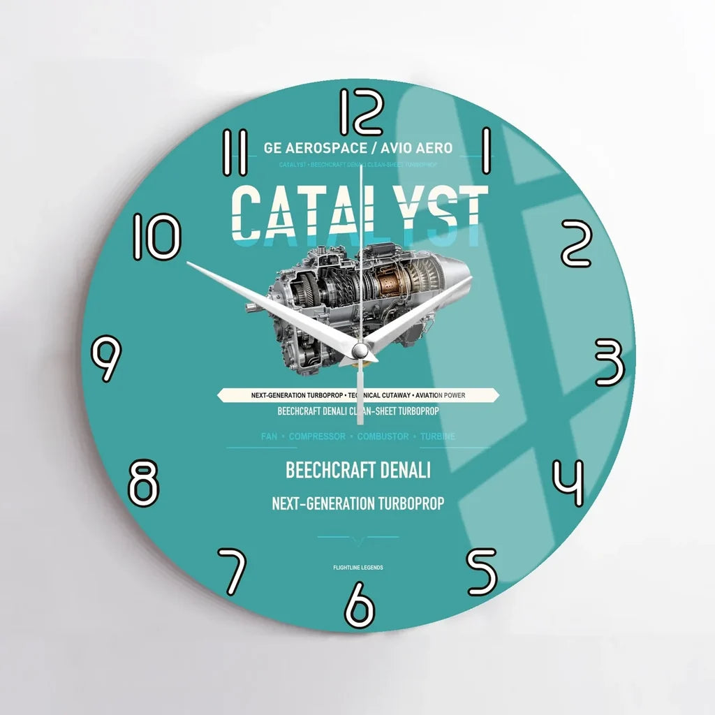 CATALYST design on turquoise no frame wall clock