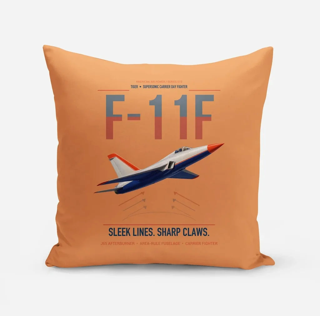 F-11F Tiger design on orange pillow