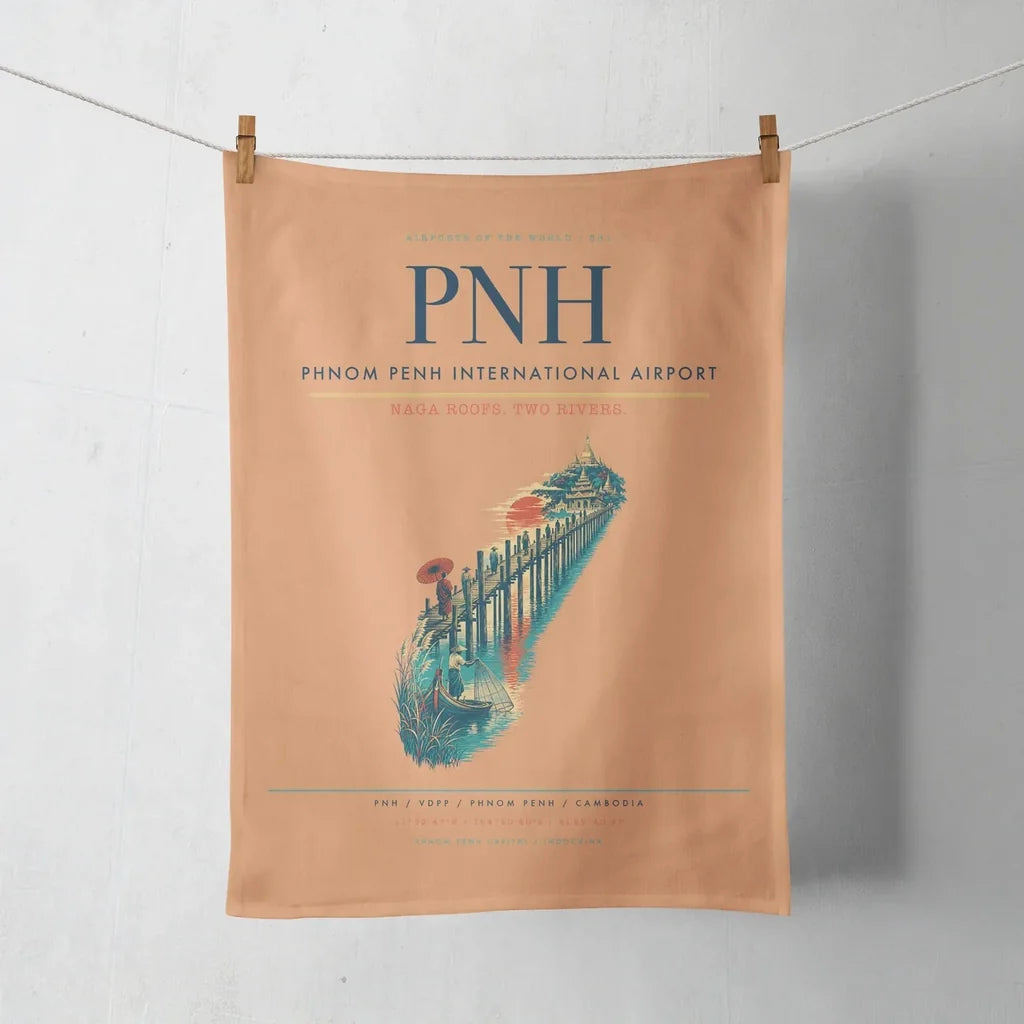 Phnom Penh International Airport (PNH) design on orange towel