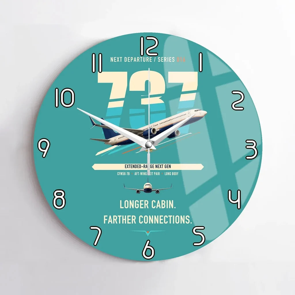 Boeing 737-900ER design on turquoise no frame wall clock
