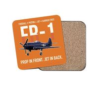 Thumbnail for FR-1 Fireball Prop in Front Jet in Back design on orange 1 piece coaster