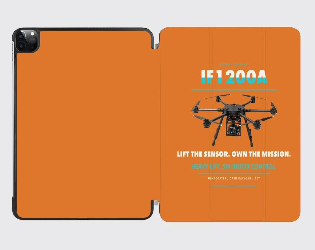 Inspired Flight IF1200A design on orange ipad tablet case