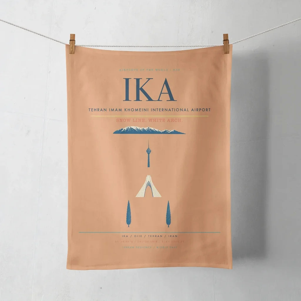 Tehran Imam Khomeini International Airport (IKA) design on orange towel
