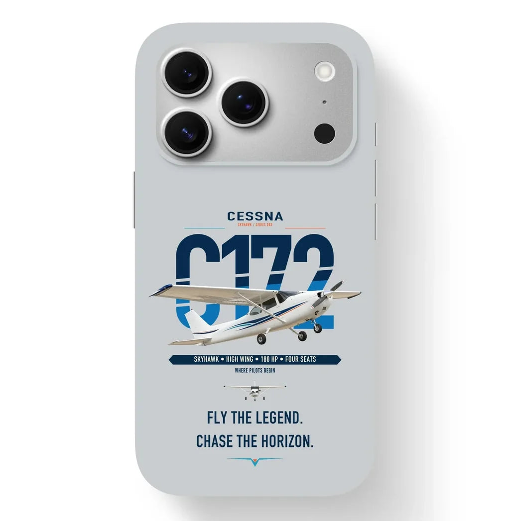 Cessna 172 Skyhawk design on light gray magsafe iphone case, for iPhone 17 Pro