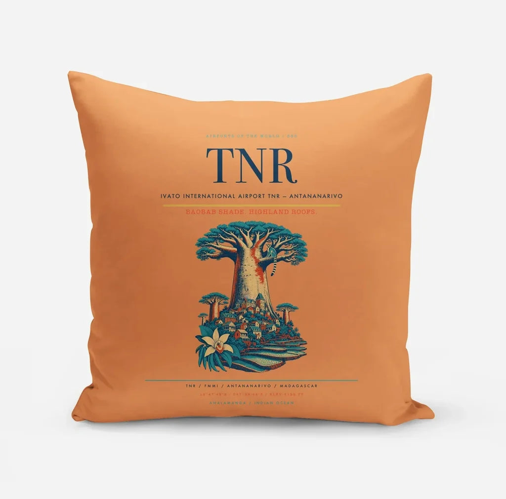 Ivato International Airport (TNR) design on orange pillow