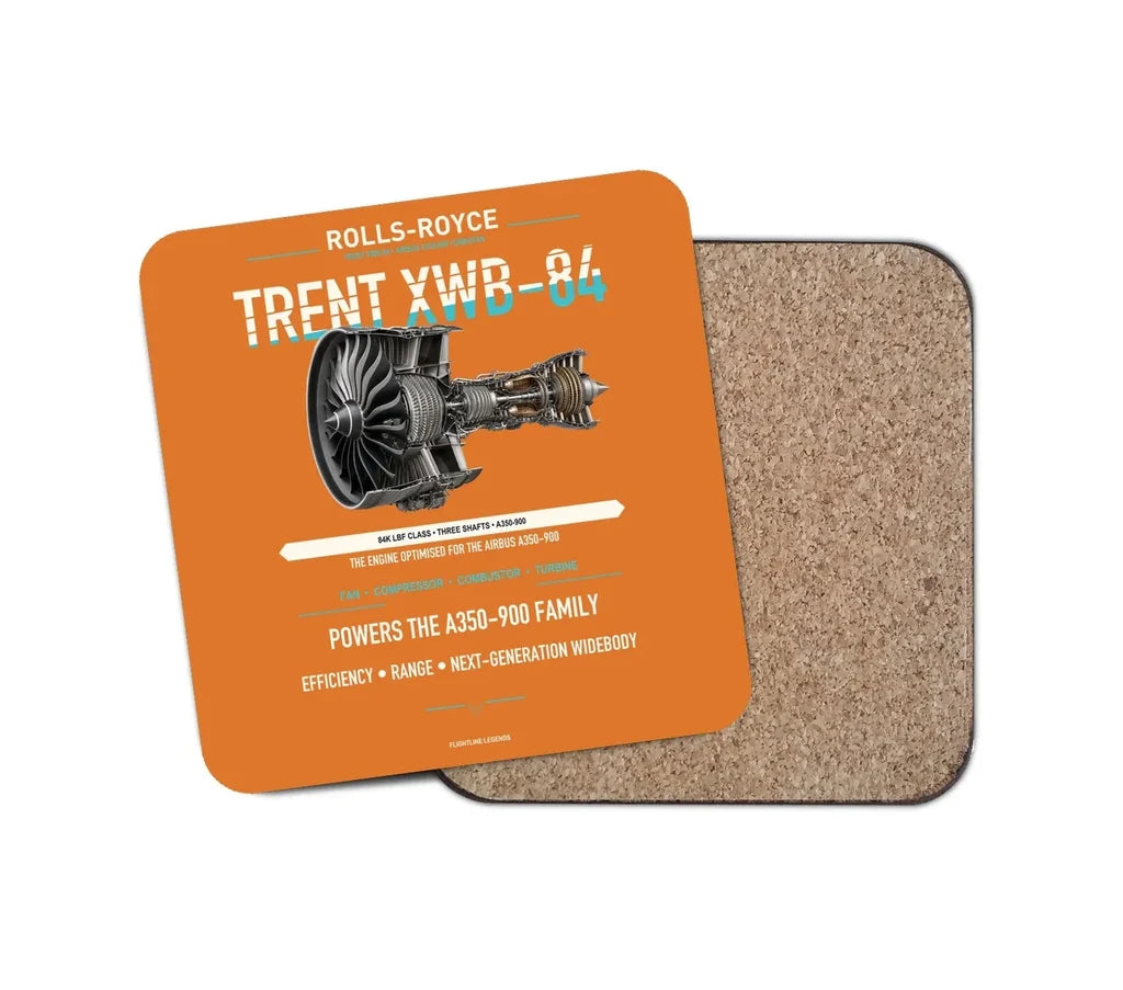 TRENT XWB-84 design on orange 1 piece coaster