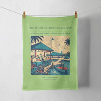 Thumbnail for VINTAGE G4309 - The Midway Refuel Island - Designed Towels design on lightgreen