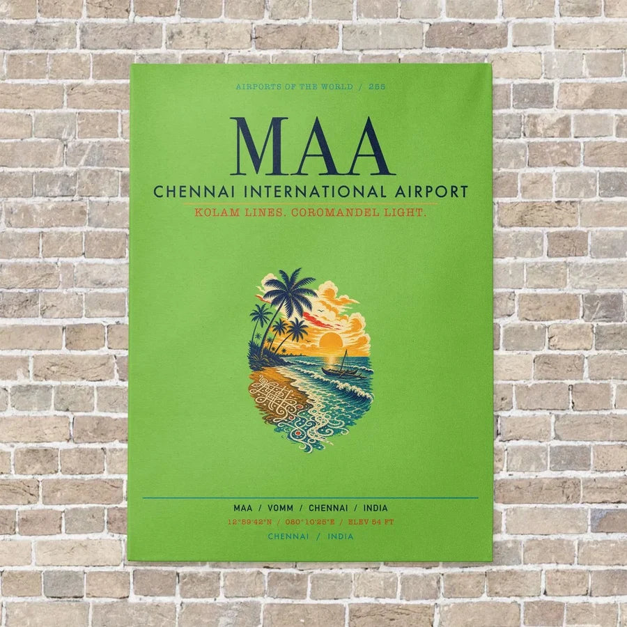 Chennai International Airport MAA vertical canvas print - no frame - light green background