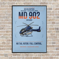 Thumbnail for MD Helicopters MD 902 Explorer vertical canvas print - framed - light blue background