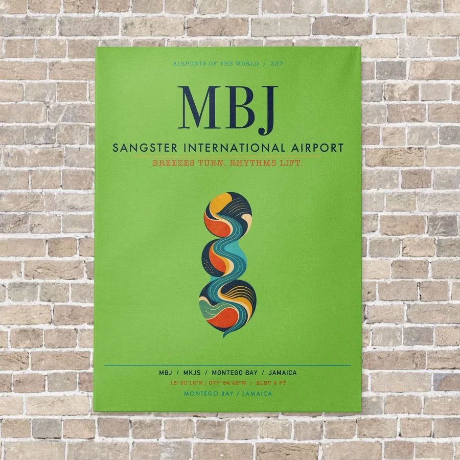 Sangster International Airport MBJ vertical canvas print - no frame - light green background